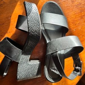 black platform heels